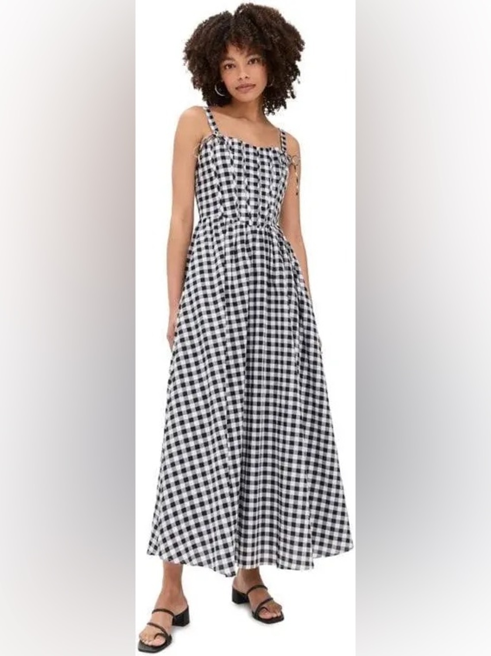 Line & Dot junior corset Black and White Gingham Maxi Dress